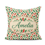 Custom Name Classic Red Green Chili Seamless Pattern Simple Food Square Filled Cushion Throw Pillow Sofa Bed Home Decor Zip Washable UK Made