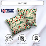 Custom Name Classic Red Green Chili Seamless Pattern Simple Food Square Filled Cushion Throw Pillow Sofa Bed Home Decor Zip Washable UK Made