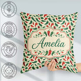 Custom Name Classic Red Green Chili Seamless Pattern Simple Food Square Filled Cushion Throw Pillow Sofa Bed Home Decor Zip Washable UK Made