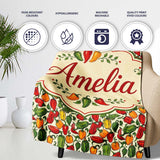 Hand Drawn Mixed Bell Pepper Seamless Pattern Red Green Yellow  Personalised Custom Name Super Soft Fleece Blanket Bed Sofa Throw
