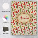 Personalised Name Red Green Chili Pepper Custom  Unique Gift Idea Elegant Feature Canvas Wall Art Print Decor Picture Ready to Hang