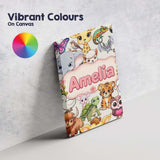 Personalised Name Cute Cartoon Jungle Custom Modern Room Accent Creative Decorator Style Canvas Wall Art Print Decor Picture Ready to Hang