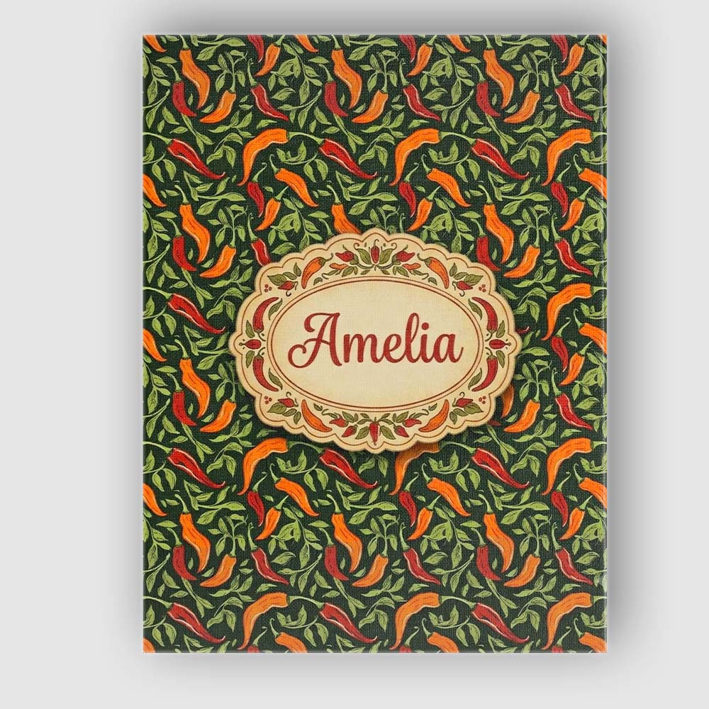 Personalised Name Orange Red Chili Peppers Custom  Unique Gift Idea Elegant Feature Canvas Wall Art Print Decor Picture Ready to Hang
