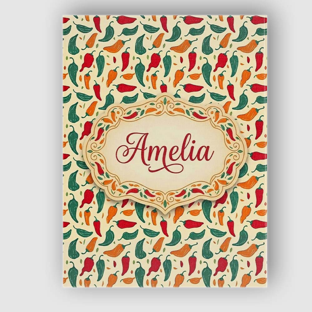 Personalised Name Colorful Minimal Chili Custom  Unique Gift Idea Elegant Feature Canvas Wall Art Print Decor Picture Ready to Hang