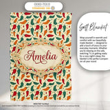 Colorful Minimal Chili Pepper Tossed Seamless Pattern Cream  Personalised Custom Name Super Soft Fleece Blanket Bed Sofa Throw