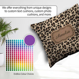 Custom Name Classic Leopard Print Pattern Beige Brown Spots Name Square Filled Cushion Throw Pillow Sofa Bed Home Decor Zip Washable UK Made