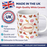 Personalized Custom Name Cute Heart Lightning Sneaker Seamless Pattern Trendy Style Name 11oz Ceramic Coffee Tea Mug White Large Handle