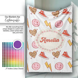 Cute Heart Lightning Sneaker Seamless Pattern Trendy Style Name  Personalised Custom Name Super Soft Fleece Blanket Bed Sofa Throw