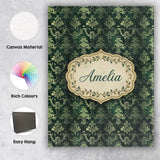 Personalised Name Dark Green Ornamental Custom  Modern Room Accent Elegant Feature Canvas Wall Art Print Decor Picture Ready to Hang