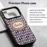 Watercolor Blue Pink Leaf Scallop Printed Design Custom Name Protective Phone Case Mobile Cover Durable Everyday Smartphone Shock Resistant