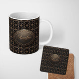 Personalized Custom Name Luxury Gold Ornamental Damask Seamless Pattern Black Background 11oz Ceramic Coffee Tea Mug White Large Handle