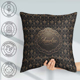 Custom Name Luxury Gold Ornamental Damask Seamless Pattern Black Square Filled Cushion Throw Pillow Sofa Bed Home Decor Zip Washable UK Made