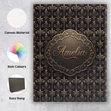 Personalised Name Luxury Gold Ornamental Custom  Unique Gift Idea Elegant Feature Canvas Wall Art Print Decor Picture Ready to Hang