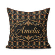 Custom Name Baroque Gold Teal Ornamental Seamless Pattern Luxury Square Filled Cushion Throw Pillow Sofa Bed Home Decor Zip Washable UK Made