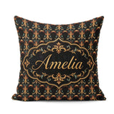 Custom Name Baroque Gold Teal Ornamental Seamless Pattern Luxury Square Filled Cushion Throw Pillow Sofa Bed Home Decor Zip Washable UK Made