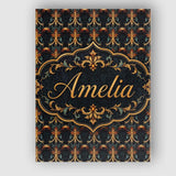 Personalised Name Baroque Gold Teal Ornamental Seamless Pattern Creative Decorator Style Canvas Wall Art Print Decor Picture Ready to Hang