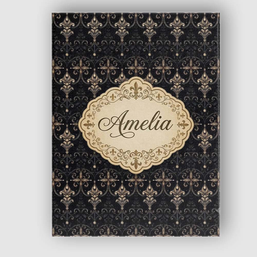 Personalised Name Dark Elegant Baroque Custom  Unique Gift Idea Modern Room Accent Canvas Wall Art Print Decor Picture Ready to Hang