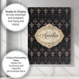 Personalised Name Dark Elegant Baroque Custom  Unique Gift Idea Modern Room Accent Canvas Wall Art Print Decor Picture Ready to Hang