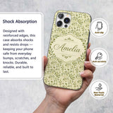 Soft Olive Leaves Watercolor Seamless Pattern Custom Name Protective Phone Case Mobile Cover Durable Everyday Smartphone Shock Resistant
