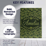 Personalised Name Dark Green Olive Branches Custom  Bespoke Interior Contemporary Canvas Wall Art Print Decor Picture Ready to Hang