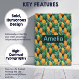 Personalised Name Vibrant Pineapple Tropical Custom Bespoke  Contemporary Display Canvas Wall Art Print Decor Picture Ready to Hang