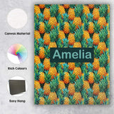 Personalised Name Vibrant Pineapple Tropical Custom Bespoke  Contemporary Display Canvas Wall Art Print Decor Picture Ready to Hang
