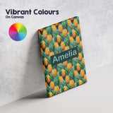 Personalised Name Vibrant Pineapple Tropical Custom Bespoke  Contemporary Display Canvas Wall Art Print Decor Picture Ready to Hang
