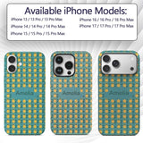 Minimal Pineapple Repeat Pattern Teal Background Custom Name Protective Phone Case Mobile Cover Durable Everyday Smartphone Shock Resistant