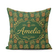 Custom Name Classic Pineapple Botanical Seamless Green Tropical Square Filled Cushion Throw Pillow Sofa Bed Home Decor Zip Washable UK Made