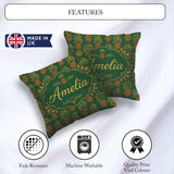 Custom Name Classic Pineapple Botanical Seamless Green Tropical Square Filled Cushion Throw Pillow Sofa Bed Home Decor Zip Washable UK Made