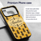Grunge Pineapple Sketch Seamless Pattern Yellow Custom Name Protective Phone Case Mobile Cover Durable Everyday Smartphone Shock Resistant