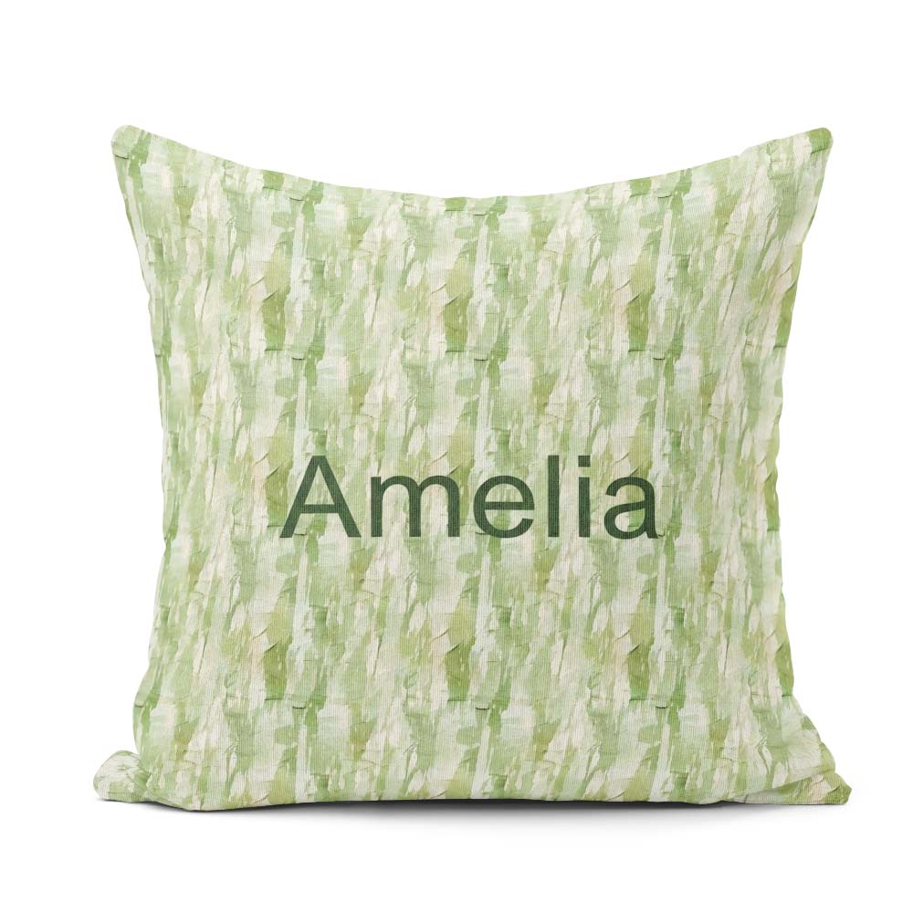 Custom Name Green Watercolor Abstract Texture Seamless Artistic Square Filled Cushion Throw Pillow Sofa Bed Home Decor Zip Washable UK Made
