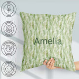 Custom Name Green Watercolor Abstract Texture Seamless Artistic Square Filled Cushion Throw Pillow Sofa Bed Home Decor Zip Washable UK Made