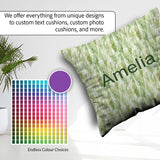 Custom Name Green Watercolor Abstract Texture Seamless Artistic Square Filled Cushion Throw Pillow Sofa Bed Home Decor Zip Washable UK Made