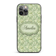 Elegant Sage Green Ornamental Damask Seamless Custom Name Protective Phone Case Mobile Cover Durable Everyday Smartphone Shock Resistant