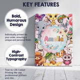 Personalised Name Cute Cartoon Jungle Custom Modern Room Accent Creative Decorator Style Canvas Wall Art Print Decor Picture Ready to Hang