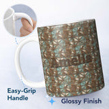 Personalized Custom Name Rustic Geometric Metal Texture Seamless Pattern Weathered 11oz Ceramic Coffee Tea Mug White Large Handle