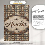 Distressed Metal Panel Grid Seamless Pattern Vintage Industrial  Personalised Custom Name Super Soft Fleece Blanket Bed Sofa Throw