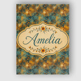Personalised Name Abstract Floral Grunge Custom  Unique Gift Idea Elegant Feature Canvas Wall Art Print Decor Picture Ready to Hang