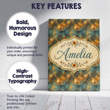 Personalised Name Abstract Floral Grunge Custom  Unique Gift Idea Elegant Feature Canvas Wall Art Print Decor Picture Ready to Hang