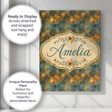 Personalised Name Abstract Floral Grunge Custom  Unique Gift Idea Elegant Feature Canvas Wall Art Print Decor Picture Ready to Hang