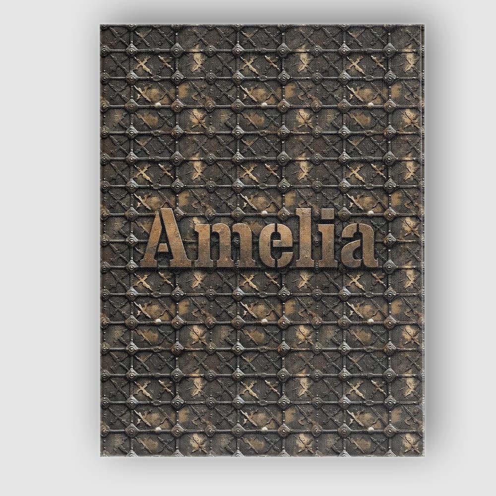 Personalised Name Dark Riveted Metal Grid Custom  Unique Gift Idea Elegant Feature Canvas Wall Art Print Decor Picture Ready to Hang