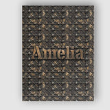 Personalised Name Dark Riveted Metal Grid Custom  Unique Gift Idea Elegant Feature Canvas Wall Art Print Decor Picture Ready to Hang