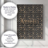 Personalised Name Dark Riveted Metal Grid Custom  Unique Gift Idea Elegant Feature Canvas Wall Art Print Decor Picture Ready to Hang