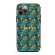 Teal Gold Abstract Texture Decorative Design Custom Name Protective Phone Case Mobile Cover Durable Everyday Smartphone Shock Resistant