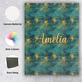 Personalised Name Teal Gold Abstract Custom Premium Decorative Design Modern Room Accent Canvas Wall Art Print Decor Picture Ready to Hang