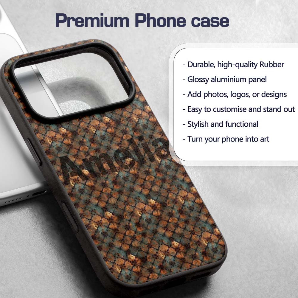Rusty Diamond Metal Grid Seamless Printed Design Custom Name Protective Phone Case Mobile Cover Durable Everyday Smartphone Shock Resistant