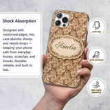 Classic Beige Floral Damask Seamless Pattern Custom Name Protective Phone Case Mobile Cover Durable Everyday Smartphone Shock Resistant