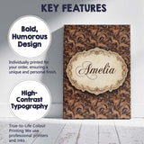 Personalised Name Dark Brown Ornate Damask Custom  Unique Gift Idea Elegant Feature Canvas Wall Art Print Decor Picture Ready to Hang
