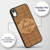 Classic Brown Damask Ornamental Seamless Pattern Custom Name Protective Phone Case Mobile Cover Durable Everyday Smartphone Shock Resistant